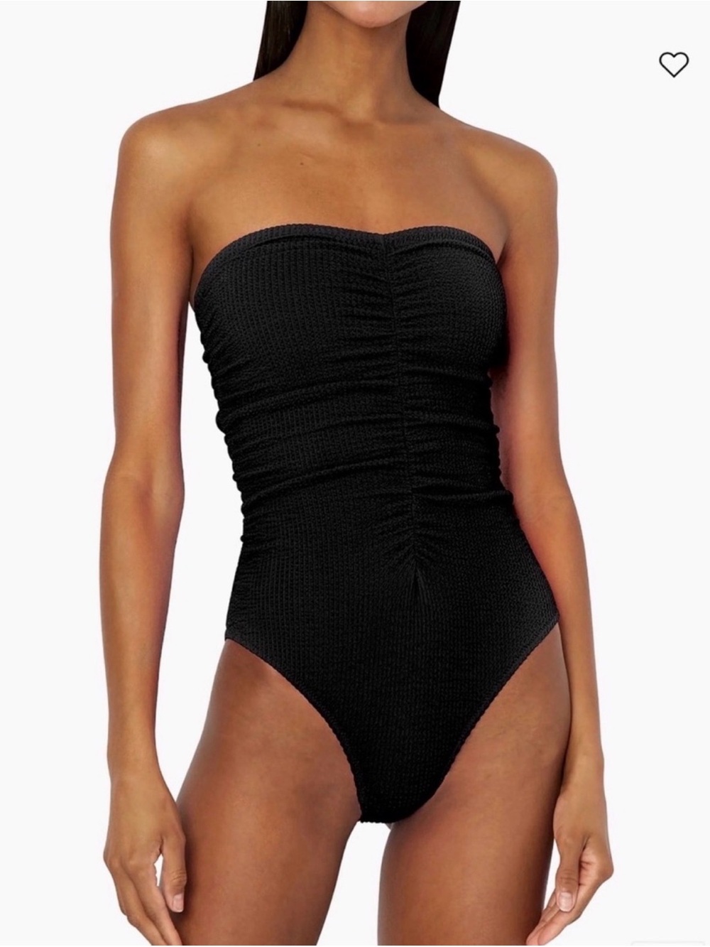 MillyTextured Ruched Strapless One-Piece Swimsuit Blavk Sz L Last One!